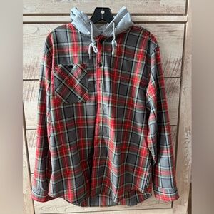 Brand new, never worn!
Red and Gray Plaid Hoodie Shirt
T 3